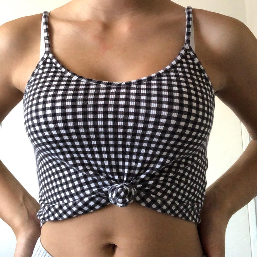 checkered print tank top
